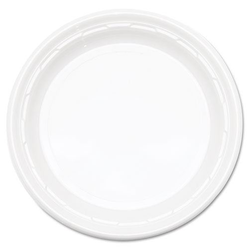 Plastic Plates, 3-compartment, 9" Dia, White, 125/pack, 4 Packs/carton