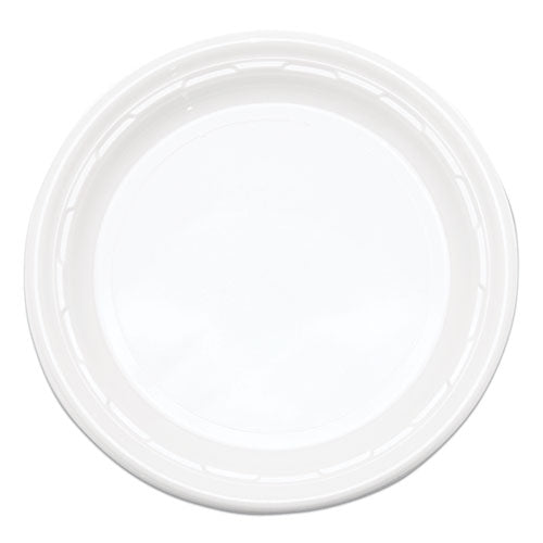 Plastic Plates, 3-compartment, 9" Dia, White, 125/pack, 4 Packs/carton