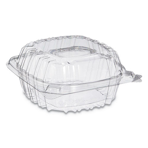 Clearseal Hinged-lid Plastic Containers, Sandwich Container, 13.8 Oz, 5.4 X 5.3 X 2.6, Clear, Plastic, 500/carton