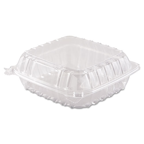 Clearseal Hinged-lid Plastic Containers, 8.3 X 8.3 X 3, Clear, Plastic, 250/carton