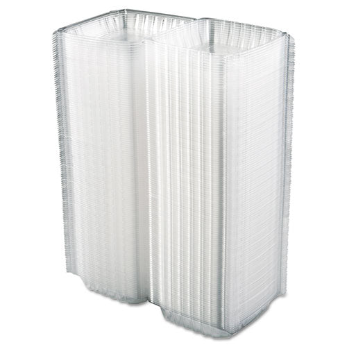 Contenedores de plástico Clearseal con tapa abisagrada, 8.3 X 8.3 X 3, transparente, plástico, 250/cartón