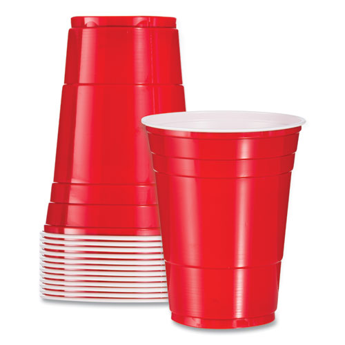 Solo Party vasos de plástico para bebidas frías, 16 oz, rojo, 50/paquete