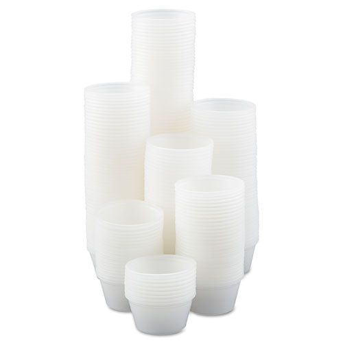 Vasos de poliestireno para porciones, 2 oz, translúcidos, 250/bolsa, 10 bolsas/cartón