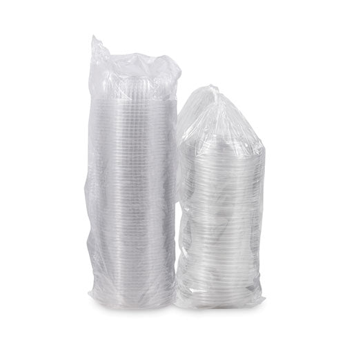 Presentabowls Combo-paks de tazón/tapa, 24 oz, 7.25 de diámetro x 2.38 de alto, transparente, plástico, 63/paquete, 2 paquetes/cartón