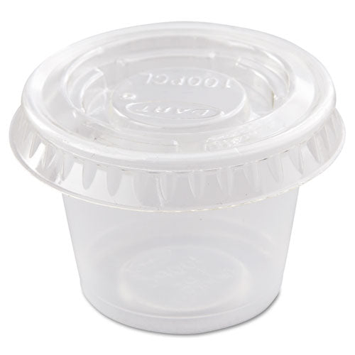 Tapas para tazas de porciones/soufflé, se adapta a tazas de 0.5 oz a 1 oz, Pet, transparente, paquete de 125, 20 paquetes/cartón