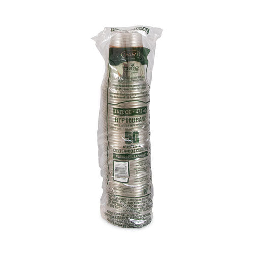 Bare Eco-forward Rpet Vasos fríos, 16 oz a 18 oz, diseño de hoja, transparente, 50/paquete