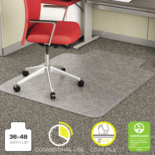 Economat Tapete para silla de uso ocasional, alfombra de pelo bajo, plano, 36 x 48, con reborde, transparente