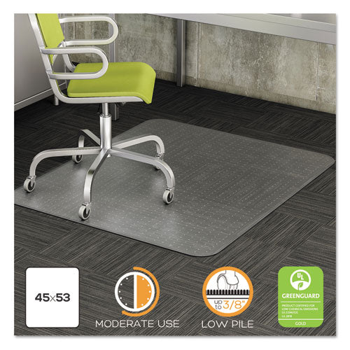 Duramat Moderate Use Chair Mat, Low Pile Carpet, Flat, 46 X 60, Rectangle, Clear