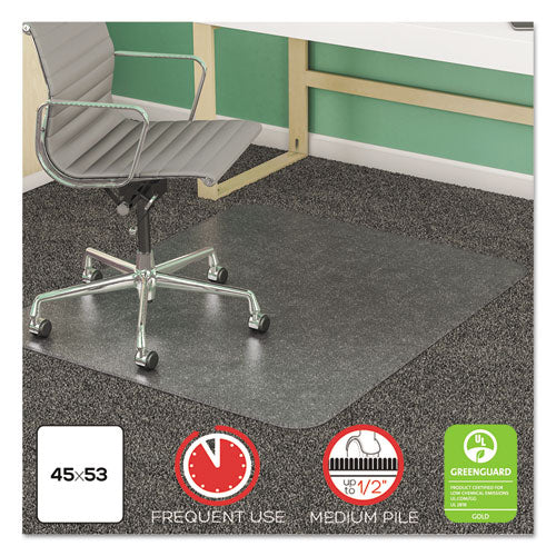 Tapete para silla de uso frecuente Supermat, alfombra de pelo mediano, rollo, 36 x 48, con reborde, transparente