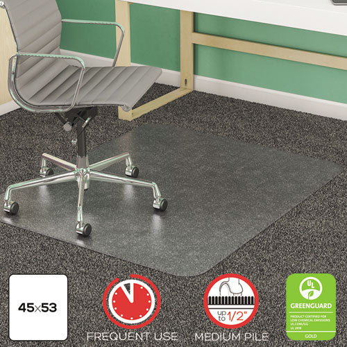 Tapete para silla de uso frecuente Supermat, alfombra de pelo mediano, 45 x 53, rectángulo biselado, transparente