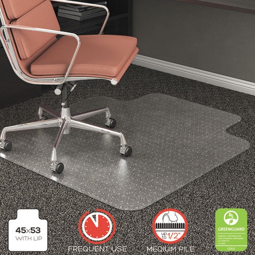 Tapete para silla de uso frecuente Rollamat, alfombra de pelo mediano, plano, 45 x 53, borde ancho, transparente