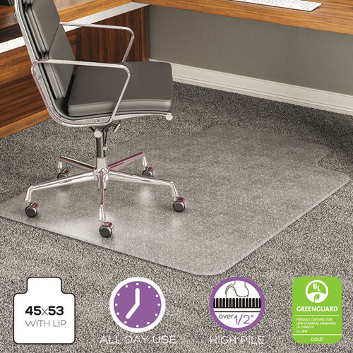 Execumat - Tapete para silla de uso diario para alfombras de pelo alto, 45 x 53, borde ancho, transparente
