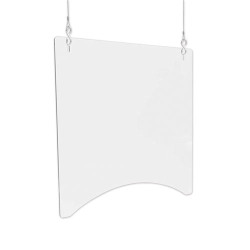 Barrera colgante, 23.75" x 23.75", policarbonato, transparente, 2/caja