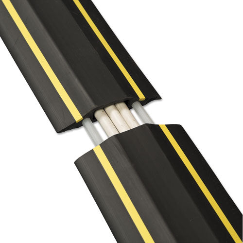 Cubierta de cable de piso de servicio mediano, 3,25 x 0,5 x 6 pies, negra con franja amarilla