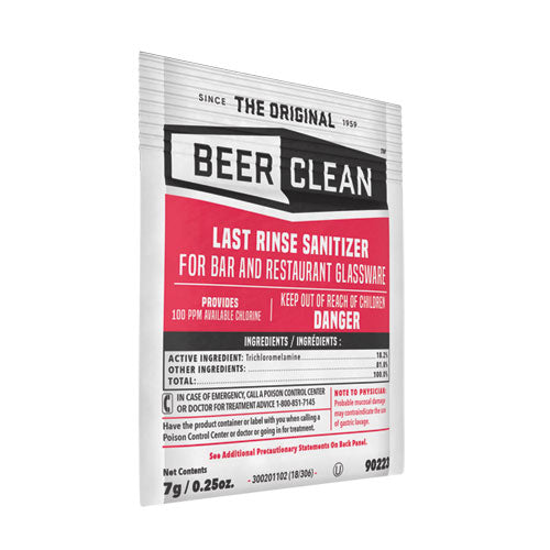 Beer Clean Last Rinse Glass Sanitizer, polvo, paquete de 0.25 oz, 100/cartón