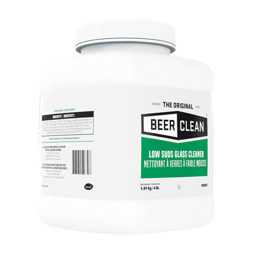 Limpiador de vidrio Beer Clean, sin perfume, en polvo, 4 lb. Envase