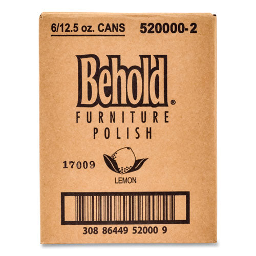 Behold cera para muebles, limón, aerosol de 12.5 oz, 6/caja