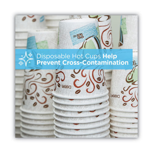 Perfectouch Combo de tazas y tapas de papel caliente, 10 oz, multicolor, 50 tazas/tapas/paquete