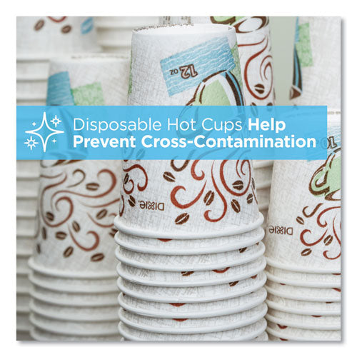 Perfectouch Vasos de papel para bebidas calientes, 10 oz, diseño Coffee Haze, 25 fundas, 20 fundas/cartón