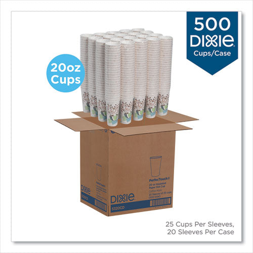 Perfectouch Vasos de papel para bebidas calientes, 20 oz, diseño Coffee Haze, 25/manga, 20 fundas/cartón