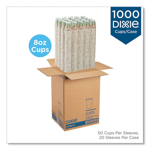 Perfectouch Vasos de papel para bebidas calientes, 8 oz, diseño Coffee Haze, 50/manga, 20 fundas/cartón