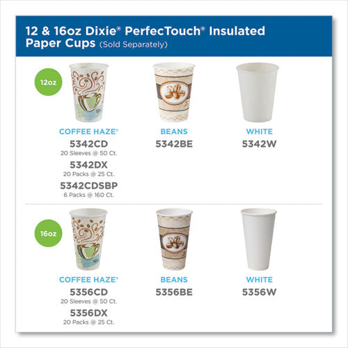 Perfectouch Vasos de papel para bebidas calientes, 12 oz, diseño de café neblina, 160/paquete, 6 paquetes/cartón