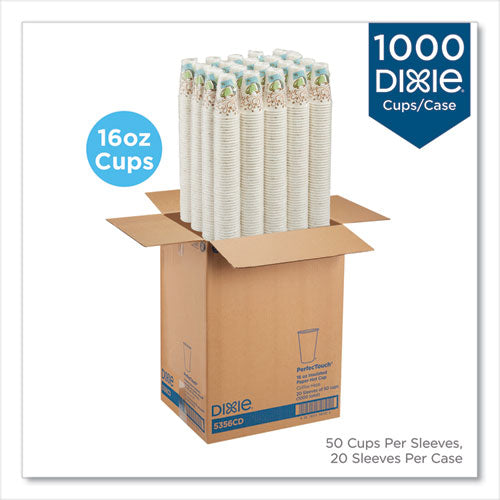 Perfectouch Vasos de papel para bebidas calientes, 16 oz, diseño Coffee Haze, 50/manga, 20 fundas/cartón