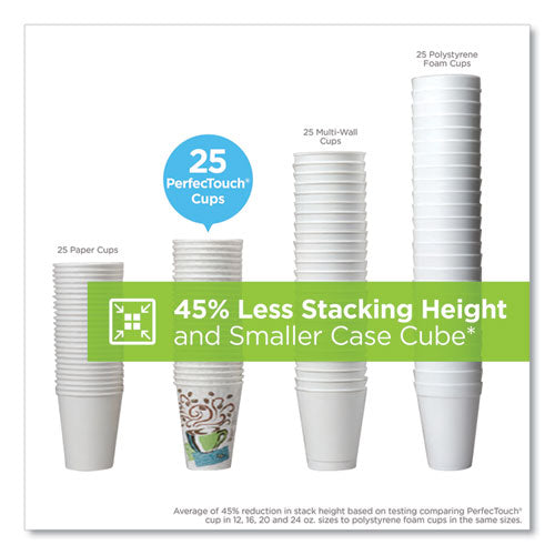 Perfectouch Tazas de papel para bebidas calientes, 16 oz, diseño Coffee Haze, 50/paquete