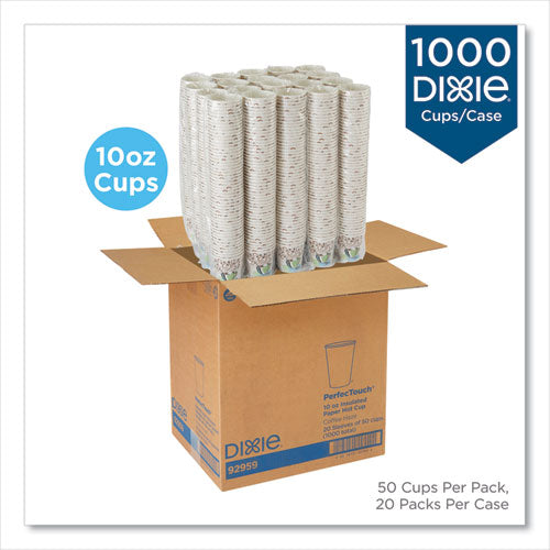 Perfectouch Vasos de papel para bebidas calientes, 10 oz, diseño Coffee Haze, 50 fundas, 20 fundas/cartón
