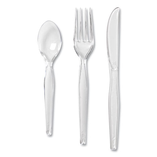 Bandeja para cubiertos con utensilios de plástico transparente: 60 tenedores, 60 cuchillos, 60 cucharas