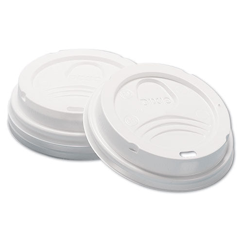 Tapas para bebidas calientes con forma de cúpula para sorber, se adapta a vasos de 10 oz, blanco, 100/paquete, 10 paquetes/cartón