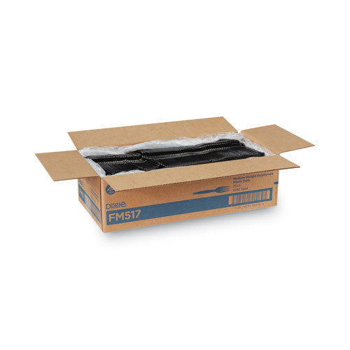 Cubiertos de plástico, tenedores medianos pesados, negros, 1000/caja