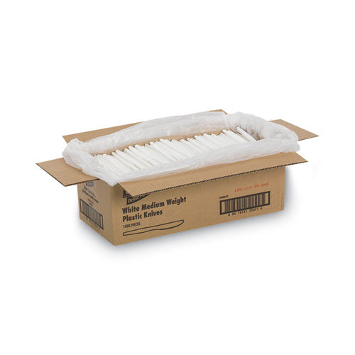 Cubiertos de plástico, cuchillos medianos, blancos, 1000/caja