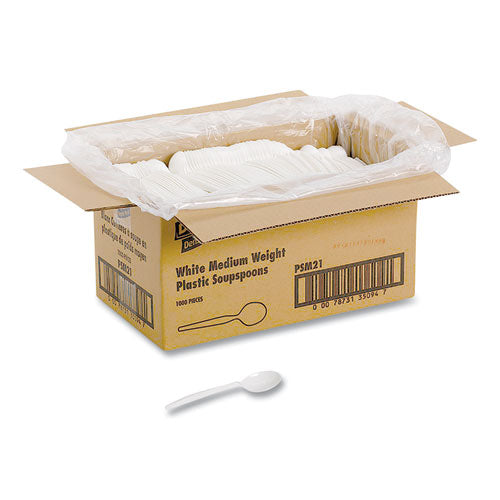 Cubiertos de plástico, cucharas soperas de peso medio, blancas, 1000/caja