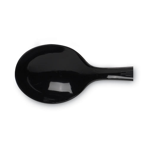 Plastic Cutlery, Heavyweight Soup Spoons, 5 3/4", Black, 1,000/carton