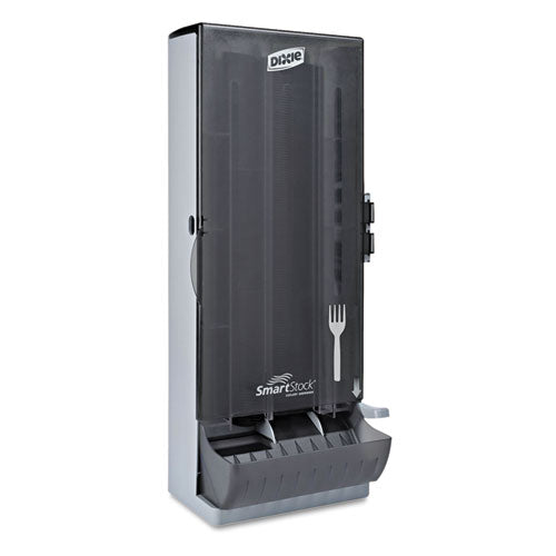 Smartstock Mediumweight Polystyrene Dispenser, Forks, 10 X 8.78 X 24.75, Smoke