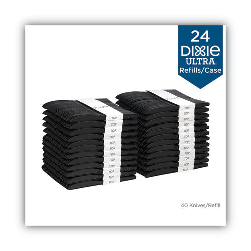 Recambio de cubiertos de plástico Smartstock, cuchillos, 7", Serie-o de peso medio, negro, 40/paquete, 24 paquetes/cartón