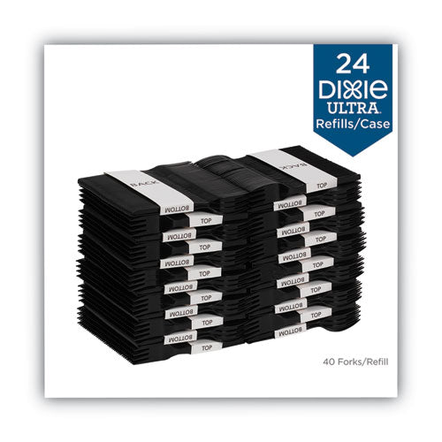 Recambio de cubiertos de plástico Smartstock, tenedores, 6", Series-o Heavyweight, negro, 40/paquete, 24 paquetes/cartón