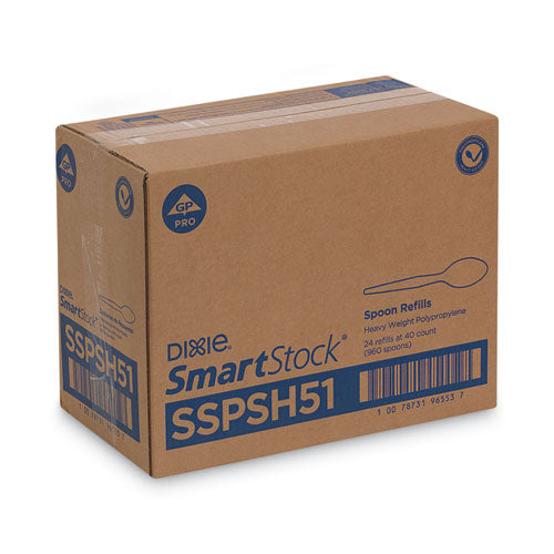 Recambio de cubiertos de plástico Smartstock, cucharas, 6", Series-o Heavyweight, negro, paquete de 40, 24 paquetes/cartón