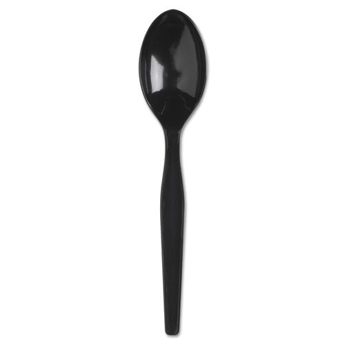 Smartstock Plastic Cutlery Refill, Spoons, 6", Series-o Heavyweight, Black, 40 Pack, 24 Packs/carton