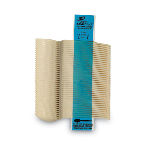 Recambio de cubiertos de plástico Smartstock, cucharas, 6", Serie-o mezcla biológica de peso medio, beige, 40/paquete, 24 paquetes/cartón