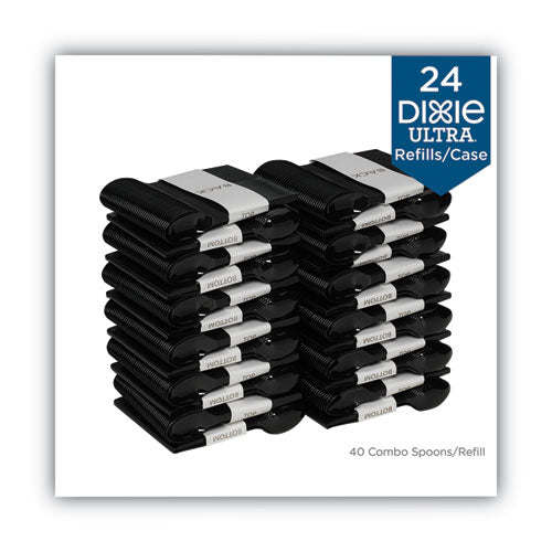 Repuesto de cubiertos de plástico Smartstock, cucharas, 6", Serie-o de peso medio, negro, 40/paquete, 24 paquetes/cartón