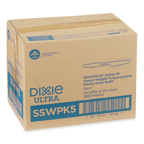 Recambio para cubiertos pesados ​​envueltos en Smartstock, cuchillo, negro, 960/cartón