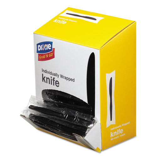 Grab’n Go Wrapped Cutlery, Teaspoons, Black, 90/box, 6 Box/carton