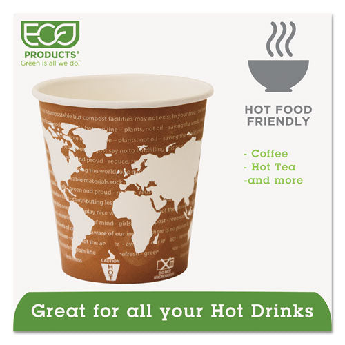 World Art Vasos para bebidas calientes renovables y compostables, 10 oz, 50/paquete, 20 paquetes/cartón