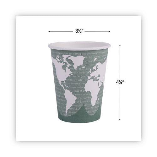 World Art Vasos calientes renovables y compostables, 12 oz, gris, 50/paquete
