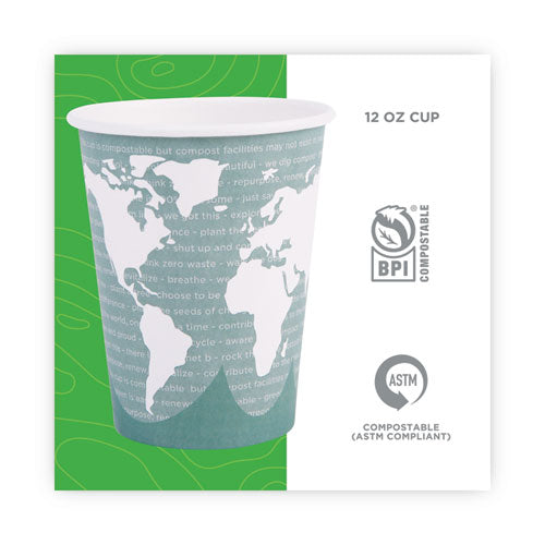 World Art Vasos para bebidas calientes renovables y compostables, 12 oz, 50/paquete, 20 paquetes/cartón
