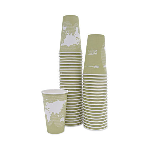 World Art Vasos calientes renovables y compostables, 16 oz, Musgo, 50/paquete