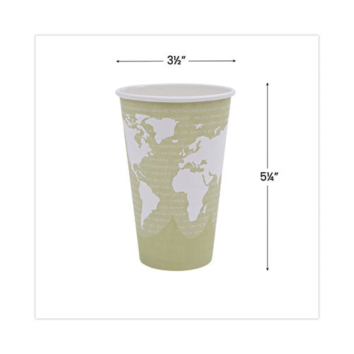 World Art Vasos para bebidas calientes renovables y compostables, 16 oz, 50/paquete, 20 paquetes/cartón