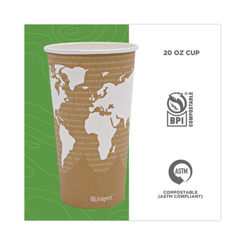 World Art Vasos para bebidas calientes renovables y compostables, 20 oz, 50/paquete, 20 paquetes/cartón